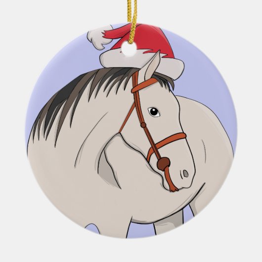 Vrolijk kerstpaard keramisch ornament (Voorkant)