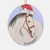 Vrolijk kerstpaard keramisch ornament (Links)