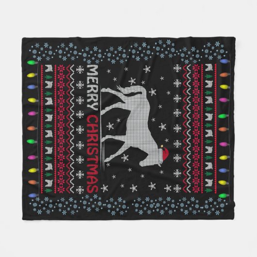 Vrolijk kerstpaard met kerstman fleece deken (Voorkant (Horizontaal))