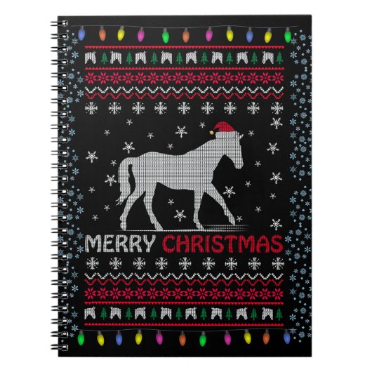 Vrolijk kerstpaard met kerstman notitieboek (Voorkant)