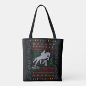 Vrolijk kerstpaard met kerstman tote bag (Achterkant)