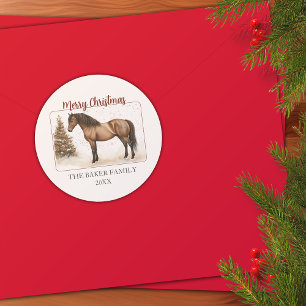 Vrolijk kerstpaard Paso Fino gepersonaliseerd Ronde Sticker