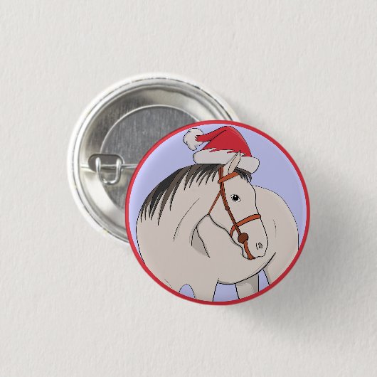 Vrolijk kerstpaard ronde button 3,2 cm (Voorkant /achterkant)