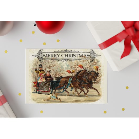  Vrolijk Kerstpaard Sleigh Ride Feestdagenkaart