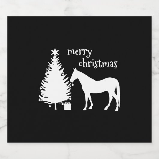 Vrolijk kerstpaard sparkling wijnetiket (Enkel label)