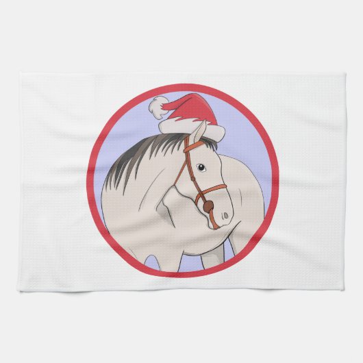 Vrolijk kerstpaard theedoek (Horizontaal)