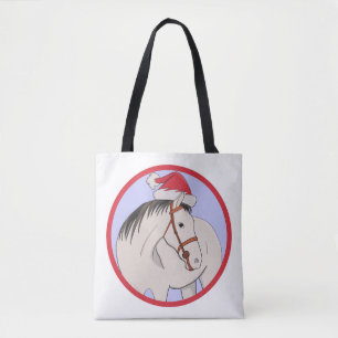 Vrolijk kerstpaard tote bag