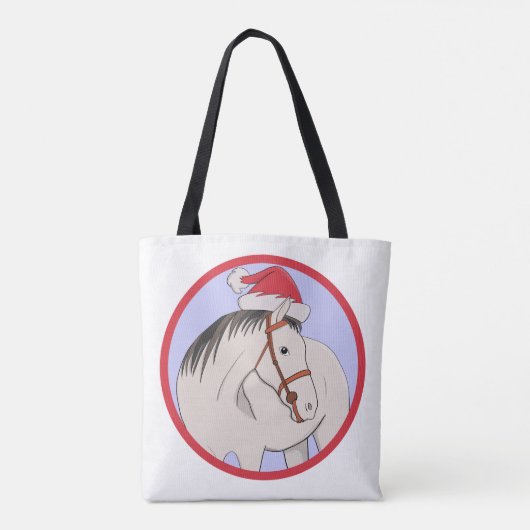 Vrolijk kerstpaard tote bag (Achterkant)