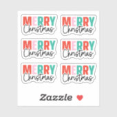 Vrolijk kerstpak blauwe rode roze roze schattige S Sticker (Vel)