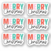 Vrolijk kerstpak blauwe rode roze roze schattige S Sticker (Voorkant)