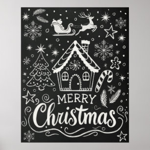 Vrolijk kerstpakket Gingerbread House Chalkboard Poster