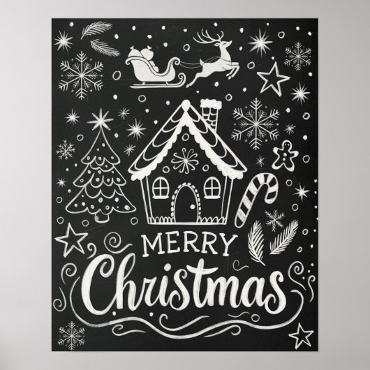 Vrolijk kerstpakket Gingerbread House Chalkboard Poster (Voorkant)