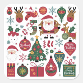 Vrolijk Kerstpakket voor Sticker, & kaarten Vierkante Sticker