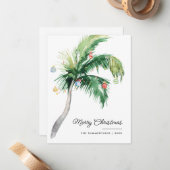 Vrolijk Kerstpalmboom Kustvakantie Kaart Notitiekaartje (Voorkant / Achterkant in situ)