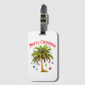 Vrolijk kerstpalmboom licht Hawaïaans tropisch Bagagelabel (Voorkant (verticaal))