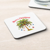 Vrolijk kerstpalmboom licht Hawaïaans tropisch Bier Onderzetter (Linkerzijde)