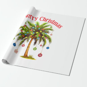 Vrolijk kerstpalmboom licht Hawaïaans tropisch Cadeaupapier