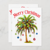 Vrolijk kerstpalmboom licht Hawaïaans tropisch Informatiekaartje (Voorkant / Achterkant)
