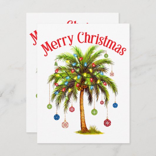 Vrolijk kerstpalmboom licht Hawaïaans tropisch Informatiekaartje (Voorkant / Achterkant)