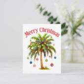 Vrolijk kerstpalmboom licht Hawaïaans tropisch Informatiekaartje (Staand voorkant)