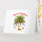 Vrolijk kerstpalmboom licht Hawaïaans tropisch Kaart (Gele Bloem)