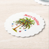 Vrolijk kerstpalmboom licht Hawaïaans tropisch Kartonnen Onderzetters (Gekanteld)