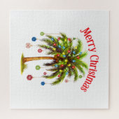 Vrolijk kerstpalmboom licht Hawaïaans tropisch Legpuzzel (Horizontaal)