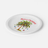 Vrolijk kerstpalmboom licht Hawaïaans tropisch Papieren Bordje (Gekanteld)