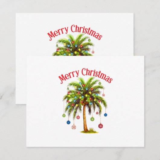 Vrolijk kerstpalmboom licht Hawaïaans tropisch RSVP Kaartje (Voorkant / Achterkant)