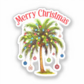 Vrolijk kerstpalmboom licht Hawaïaans tropisch Sticker (Voorkant)