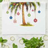 Vrolijk kerstpalmboom licht Hawaïaans tropisch Theedoek (Gevouwen)