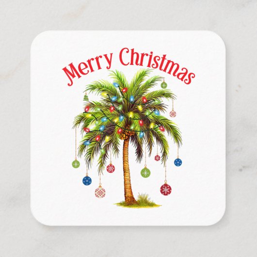 Vrolijk kerstpalmboom licht Hawaïaans tropisch Vierkante Visitekaartje (Achterkant)