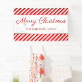 Vrolijk kerstpannen Rode streep Aangepaste naam Spandoek (Insitu)