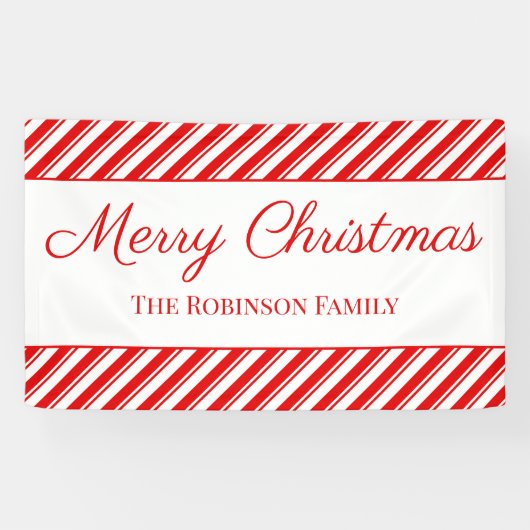 Vrolijk kerstpannen Rode streep Aangepaste naam Spandoek (Horizontaal)