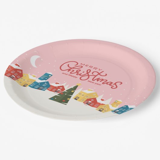 Vrolijk kerstpapier Borden | Feestdag Papieren Bordje (Gekanteld)