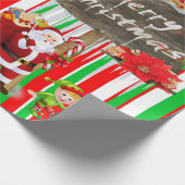 Vrolijk kerstpapier Elf Snowman Cadeaupapier (Hoek)