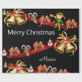 Vrolijk kerstpapier Elf Snowman Santa Cadeaupapier (Vlak)