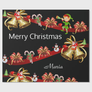 Vrolijk kerstpapier Elf Snowman Santa Cadeaupapier