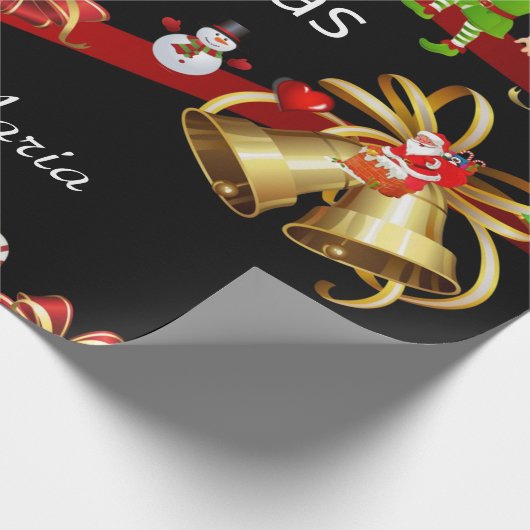 Vrolijk kerstpapier Elf Snowman Santa Cadeaupapier (Hoek)