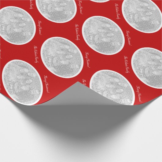 Vrolijk kerstpapier met aangepaste foto. cadeaupapier (Hoek)