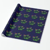 Vrolijk kerstpapier met kikkers cadeaupapier (Uitgerold)