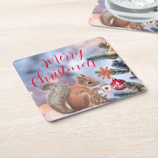 Vrolijk kerstpapier Onderzetter (Schuin)