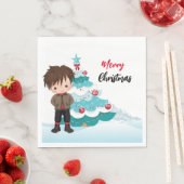 Vrolijk kerstpapier servet (Insitu)