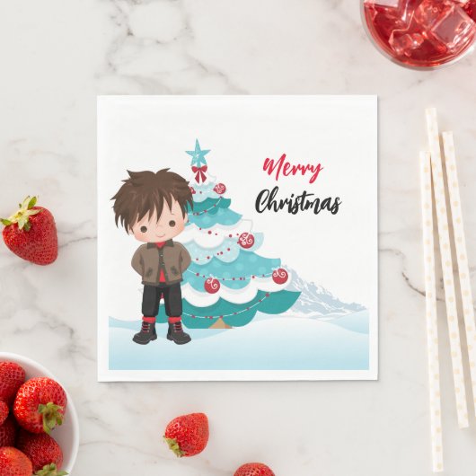 Vrolijk kerstpapier servet (Insitu)