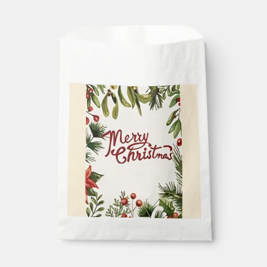 Vrolijk kerstpapier tas bedankzakje (Voorkant)