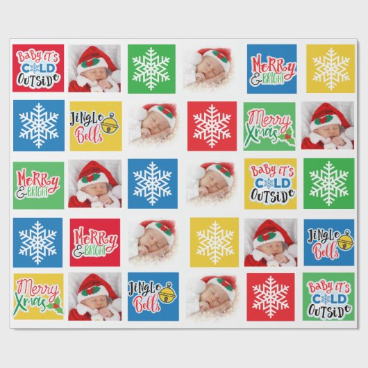 Vrolijk kerstpapier voor Kinder Baby en-inkouvelpa Cadeaupapier (Vlak)