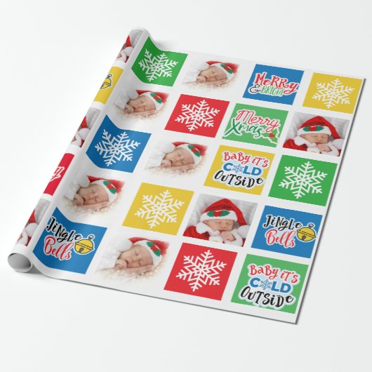 Vrolijk kerstpapier voor Kinder Baby en-inkouvelpa Cadeaupapier (Uitgerold)