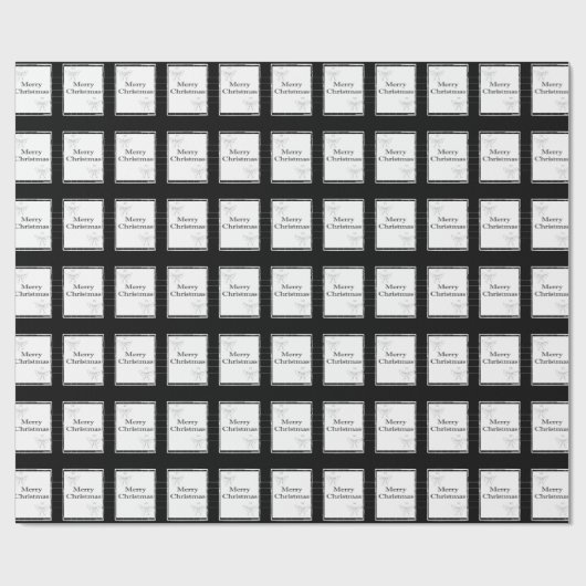 Vrolijk kerstpapier zwart-wit cadeaupapier (Vlak)