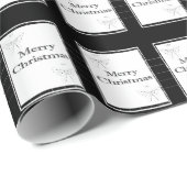 Vrolijk kerstpapier zwart-wit cadeaupapier (Rol Hoek)