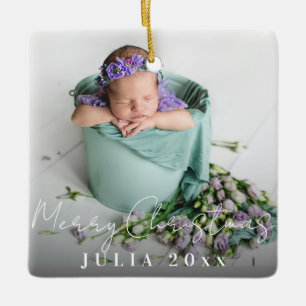 Vrolijk kerstpasgeboren baby decoratieve witte tek keramisch ornament